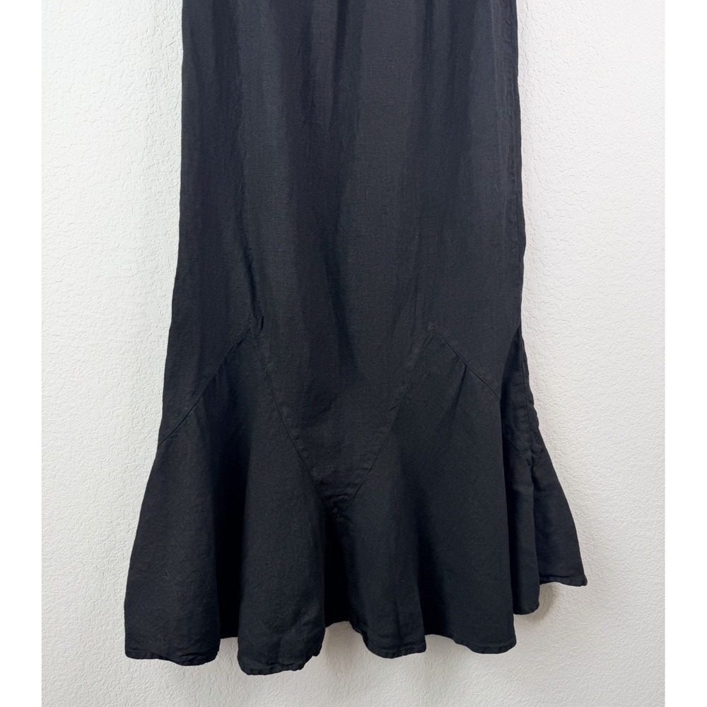 Mosaic Women's 100% Linen Black Maxi Skirt Sz S Mermaid Flounce Hem Boho - Picture 5 of 8